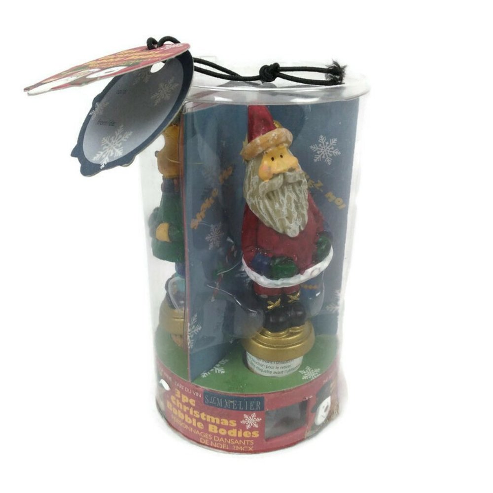 Christmas Bobble Bodies Wine Bottle Stoppers Santa, Snowman, Reindeer - NEW